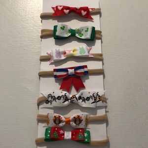 Set of handmade holiday headband bows for baby